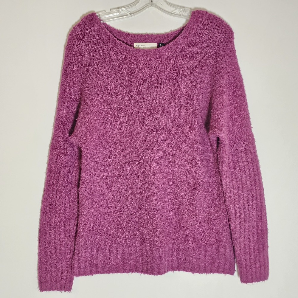 Sleeping‎ On Snow Sweater Womens XS Pink Fuchsia Merino Alpaca Cozy Eclectic Art